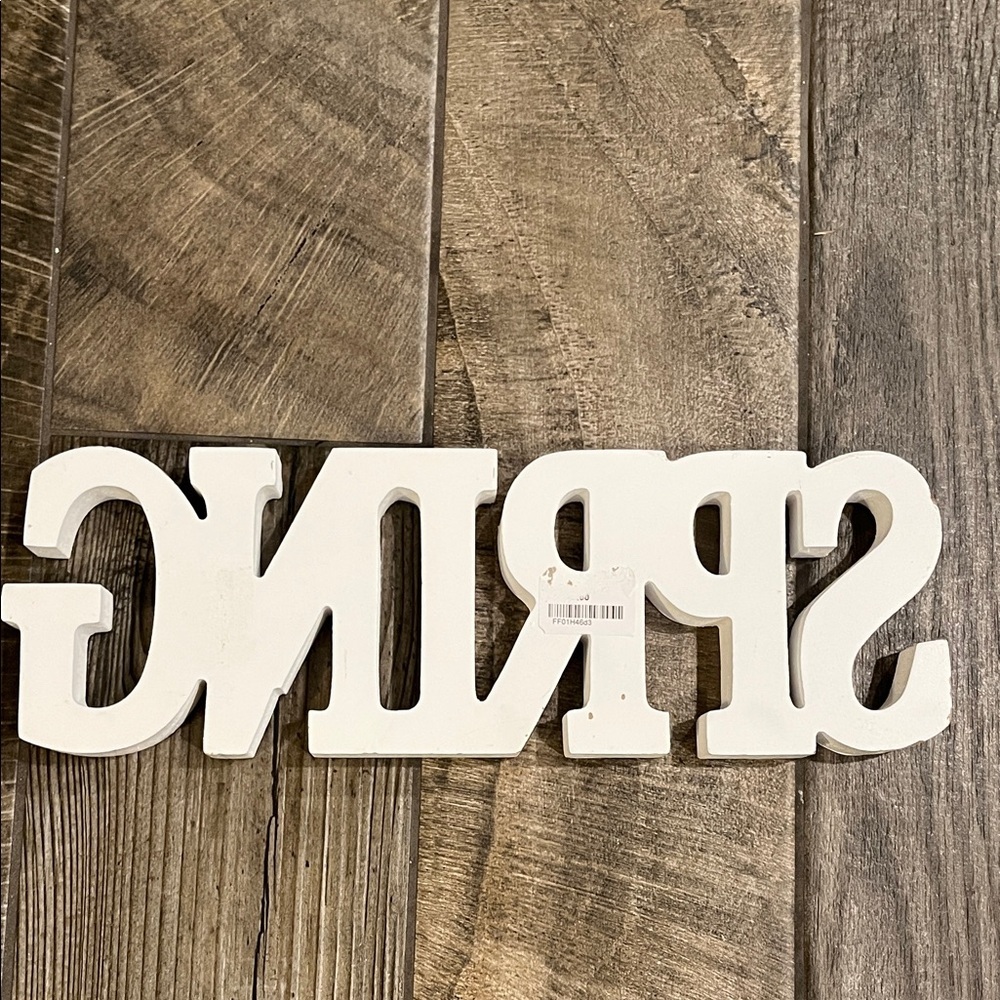 Floral SPRING Wooden Sign approx 16.5”-17” X 7”-7.5”. - Picture 2 of 2